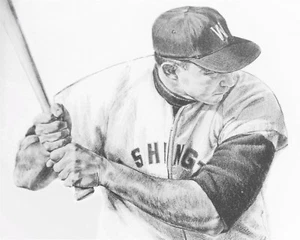 Litho Style Portrait Roy Sievers Pencil Art Print Washington Senators Browns Sox - Picture 1 of 3