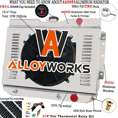 For 1959-1965 Chevy El Camino/Impala/Caprice 4 Row Aluminum Radiator Shroud Fan Foto 1 de 4