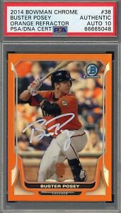 Buster Posey 2014 Bowman Chrome Orange Refractor Signed Card Auto PSA 10 20/25