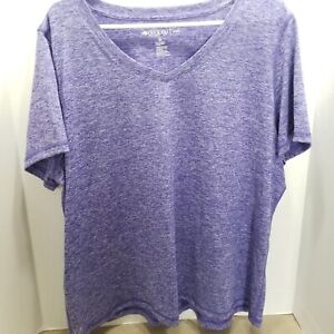Ideology Athletic T-Shirt Top Women's 3X Heather Purple  Stretch Short Sleeve