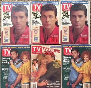 Vintage TV Guide Magazines Lot 6 Billy Ray Cyrus and Reba McEntire - Picture 1 of 4