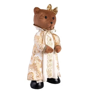 22" White & Gold Bear Christmas Figure Decoration, Tree Figurine, Bear Doll - Picture 1 of 6