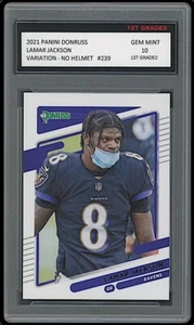 LAMAR JACKSON 2021 PANINI DONRUSS SIN CASCO VARIACIÓN 1ER GRADO 10 CARTAS RAVENS - Imagen 1 de 1