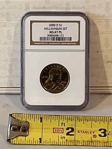 2000 D SACAGAWEA $1 DOLLAR MILLENNIUM SET NGC MS 67 PL PROOF LIKE IN SEALED CASE - Picture 1 of 4