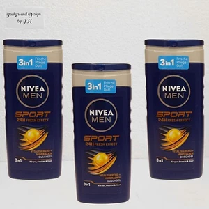 3x 250ml Nivea Men Sport 24h Fresh Pflegedusche Körper Gesicht & Haar Pflege - Bild 1 von 2
