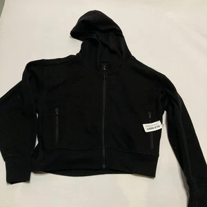Old Navy Active Dynamic Fleece L (10-12) Black Zipper Hoodie Breathable New - Picture 1 of 6