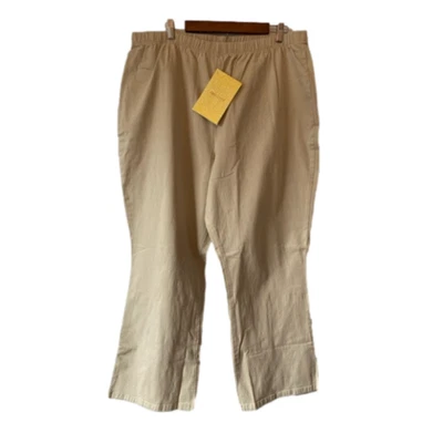 Pantalón Denim & Co 3XP Coastal Neutro Caqui Pierna Ancha Elástico EE. UU. Cápsula Foto 1 de 4