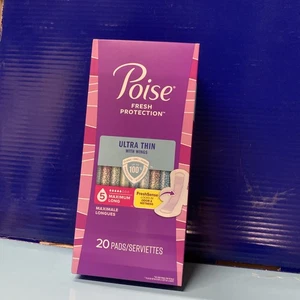 Poise Ultra Thin Incontinence Pads for Women 5 Drop Maximum Absorbency 20 Pads - Picture 1 of 3