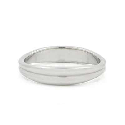 Anillo Tiffany & Co Oro Blanco 18k Doble Onda Talla 6.25 4.0mm Ancho Banda #JB533-2 Foto 1 de 4