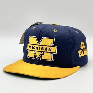 Vintage Michigan Wolverines Hat Cap Spellout The Game Fitted 7 3/8 Made In USA - Picture 1 of 9