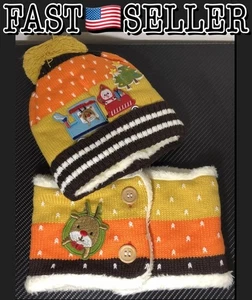 Conjunto de bufanda sombrero de invierno para niños cálido tejido gorro y calentador de cuello amarillo niño pequeño 2 piezas - Imagen 1 de 9
