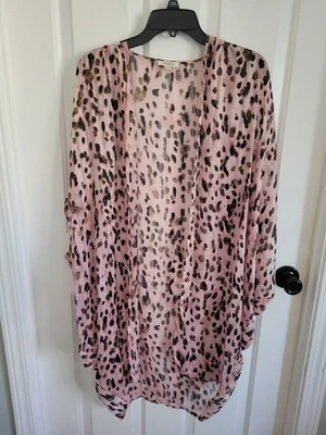 Cárdigan Umgee Mujer M/L Rosa Estampado Leopardo Kimono Transparente Detalle Metálico Foto 1 de 4