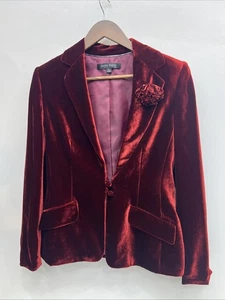 Chaqueta de traje de terciopelo rojo para mujer Anne Klein - Vacaciones - Talla 6 - Imagen 1 de 5