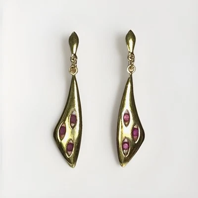 Ruby Earrings Studs 9ct Solid Gold 2.52gram- 29mm drop. - Image 1 of 2