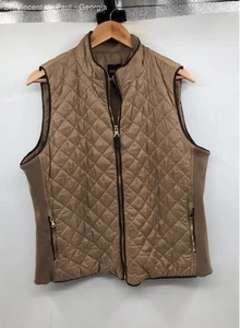 Rafaella Brown Quilted Insulated Full Zip Side Knit Vest - Size L - Picture 1 of 9
