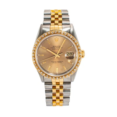 Rolex Datejust 36MM 16233 Bronze Diamond Bezel Jubilee Gold Steel Watch - Image 1 of 4