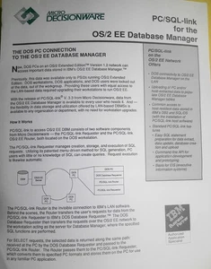PC/SQL-link do menedżera baz danych OS/2 EE, broszura - od Micro Decisionware - Zdjęcie 1 z 4