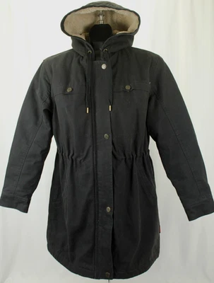 TUFF DUCK WJ201  WOMEN'S BLACK COTTON SHERPA LINED HOODED JACKET SIZE L  VGC! - Изображение 1 из 4