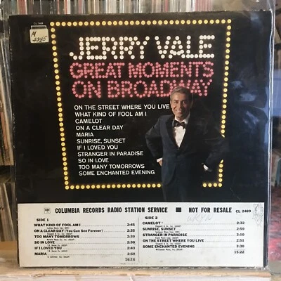 [JAZZ/POP]~EXC LP~JERRY VALE~Great Moments On Broadway~[OG 1966]~MONO~WLP PROMO~ - Image 1 of 4