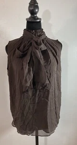 Braune Bluse mit Schleife von Rahmen Größe S - Bild 1 von 3