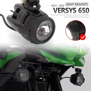 Fog Light Black Pair Spotlight Fit Motorcycle For Kawasaki VERSYS 650 2014-2022 - Picture 1 of 8