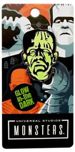 Authentic UNIVERSAL Frankenstein Head Glow In The Dark Enamel Pin NEW