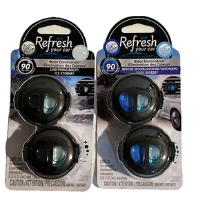 Refresh Your Car Auto Air fresheners 2 Pack, Lightning Bolt Ice Storm & New Car - Picture 1 of 8