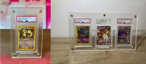 Da 1-3 Carte Pokemon Espositore Display Plexiglas Legno Gradata Psa/Graad+ Stand - Imagen 1 de 16
