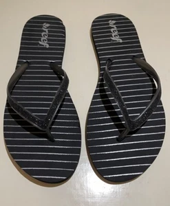 NEW Reef Womens Sandals Size 10 Stargazer Prints | Black Stripes Waterproof Soft - Picture 1 of 5