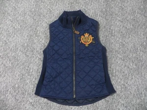 Polo Ralph Lauren Quilted Vest Boys Medium 8/10 Full Zip Sleeveless Blue - Picture 1 of 7