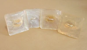 Set Of 4 Pearlized Square Woven Ring Napkin Ring Holders - Picture 1 of 4