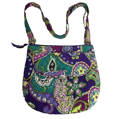 Vera Bradley Heather Saddle Hipster Crossbody Quilted Bag Green Purple Paisley - Image 1 of 4