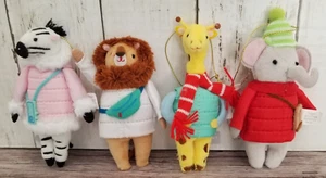 2024Target Wondershop 4Fabric Zoo Animals Puffer Jackets Christmas Ornament NEW - Picture 1 of 13