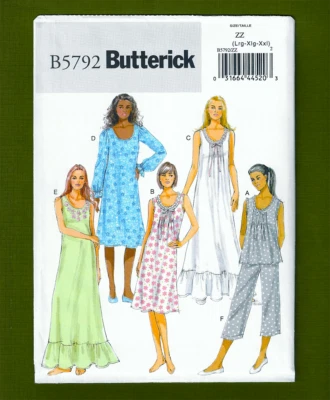 Misses Nightgowns, Top & Pants Sewing Pattern (Plus Sizes L-XXL) Butterick 5792 - Image 1 of 4