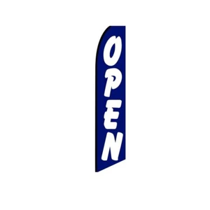 Open Blue Swooper Flutter Feather Flag | 3ft W x 11.5ft Tall - Picture 1 of 3