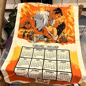 Vom Winde verweht 1977 Kalender Leinen Geschirrtuch Clark Gable Vivian Leigh Film - Bild 1 von 9