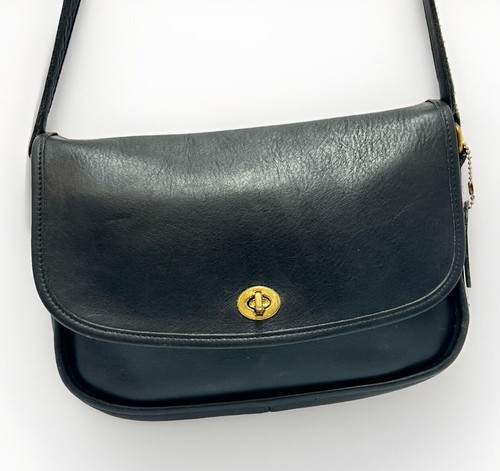 Borsa vintage Coach City Bag 9790 in pelle nera borsa a tracolla borsa a mano in pelle etichetta da appendere