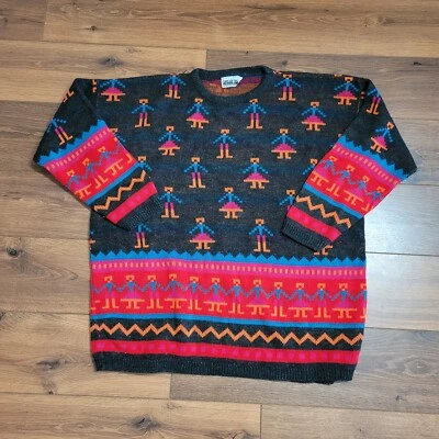 Suéter Vintage Colorido Estampado Novedad Para Hombre XL  Foto 1 de 4