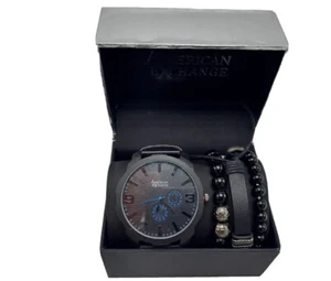 Reloj con caja de metal para pistola para hombre, reloj con correa negra y pulseras apilables surtidas - Imagen 1 de 8