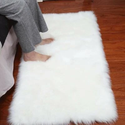 Fluffy Rugs Bedroom Furry Carpet Bedside Sheepskin Area Children Play Room Decor - Image 1 of 4