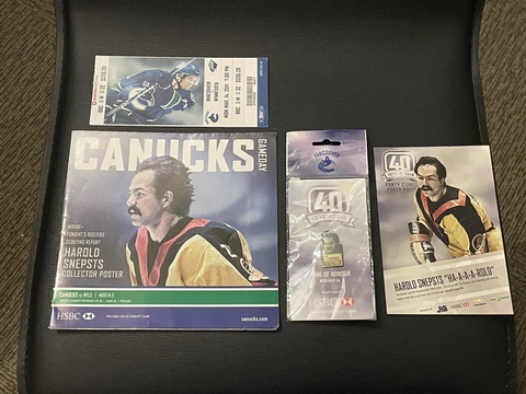 VANCOUVER CANUCKS RING OF HONOUR HAROLD SNEPSTS COMPLETE LOT!! 40TH ANNIVERSARY! Cover