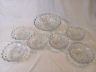 LOT of 7 Bowls Whitehall Clear by COLONY Stacked Cube 3 footed, one 10" & six 6"