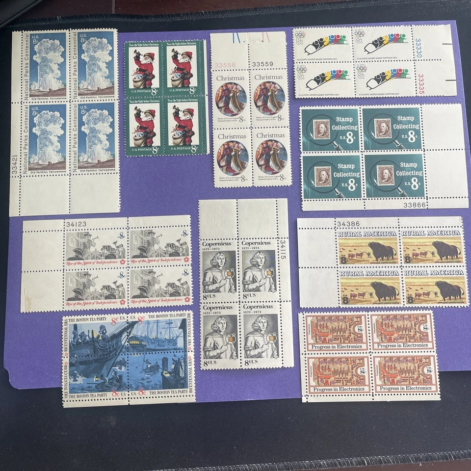 US 8Cent 1972-1973, 10 MNH Blocks Of 4, Original Glue, See Photos - Image 1 of 4