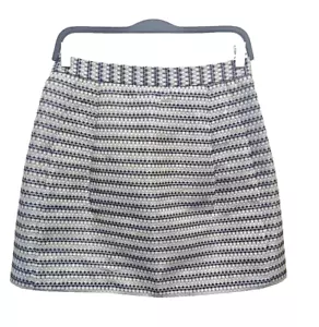 BCBGMaxAzria Black and Silver Flare Mini Skirt Tapestry Girl Boss Metallic Sz 6 - Picture 1 of 6