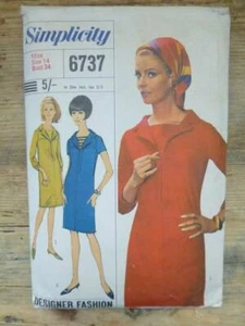 VINTAGE 60s SIMPLICITY 6737 MISSES' DESIGNER SLIM DRESS - SCHNITTMUSTER 34" BRUSTUMFANG - Bild 1 von 2