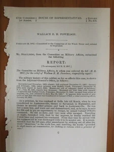 Government Report 2/24/1882 Buffalo Creek TN POW Soldier Military Belle Isle GA - Picture 1 of 1
