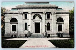 Taunton Massachusetts MA Postcard Public Library Exterior Building c1910 Vintage - Picture 1 of 2