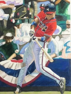 MLB SPORTS PLAYER PRINT of Atlanta Braves Chipper Jones by Michael Brown - Picture 1 of 1