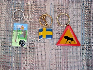 3 Souvenir Sweden Keyrings New Elk Alg Flag Compass - Picture 1 of 4