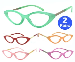 2 Paar Cat Eye Jelly Color Volllinse vergrößert (nicht bifokal) Lesebrillen - Bild 1 von 17
